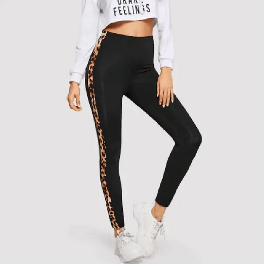 WildSide High-Waist Animal Print Side Stripe Leggings leggings Castello Clothing Line