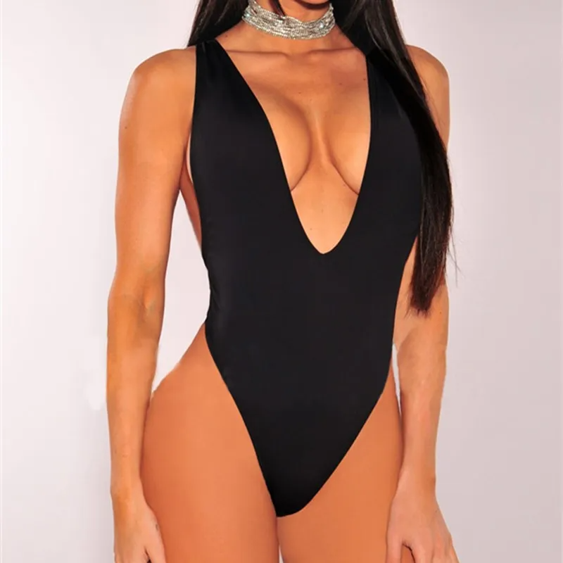 Pip Plunge V-Neck High-Cut One-Piece Swimsuit Castello Clothing Line