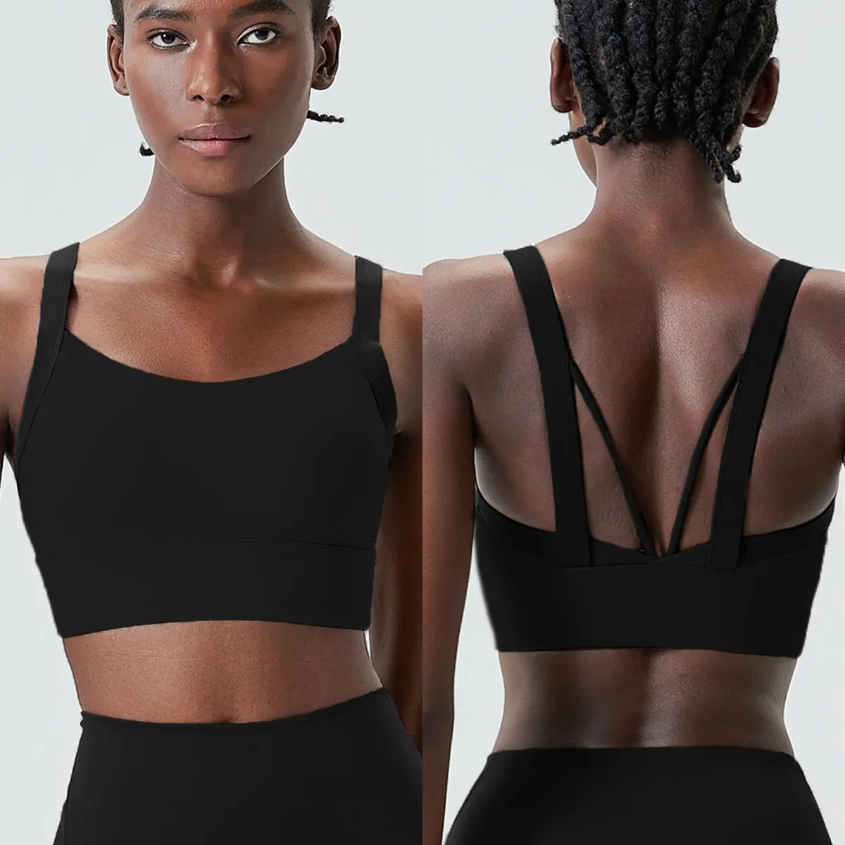 DoubleDare Seamless Strappy Contrast Longline Sports Bra sports top & bras Castello Clothing Line