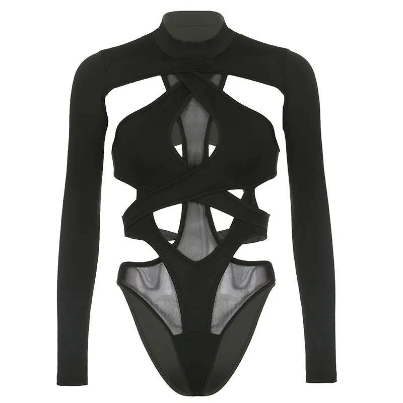 Twist Envy Cutout Long Sleeve Bodysuit  Castello Clothing Line   