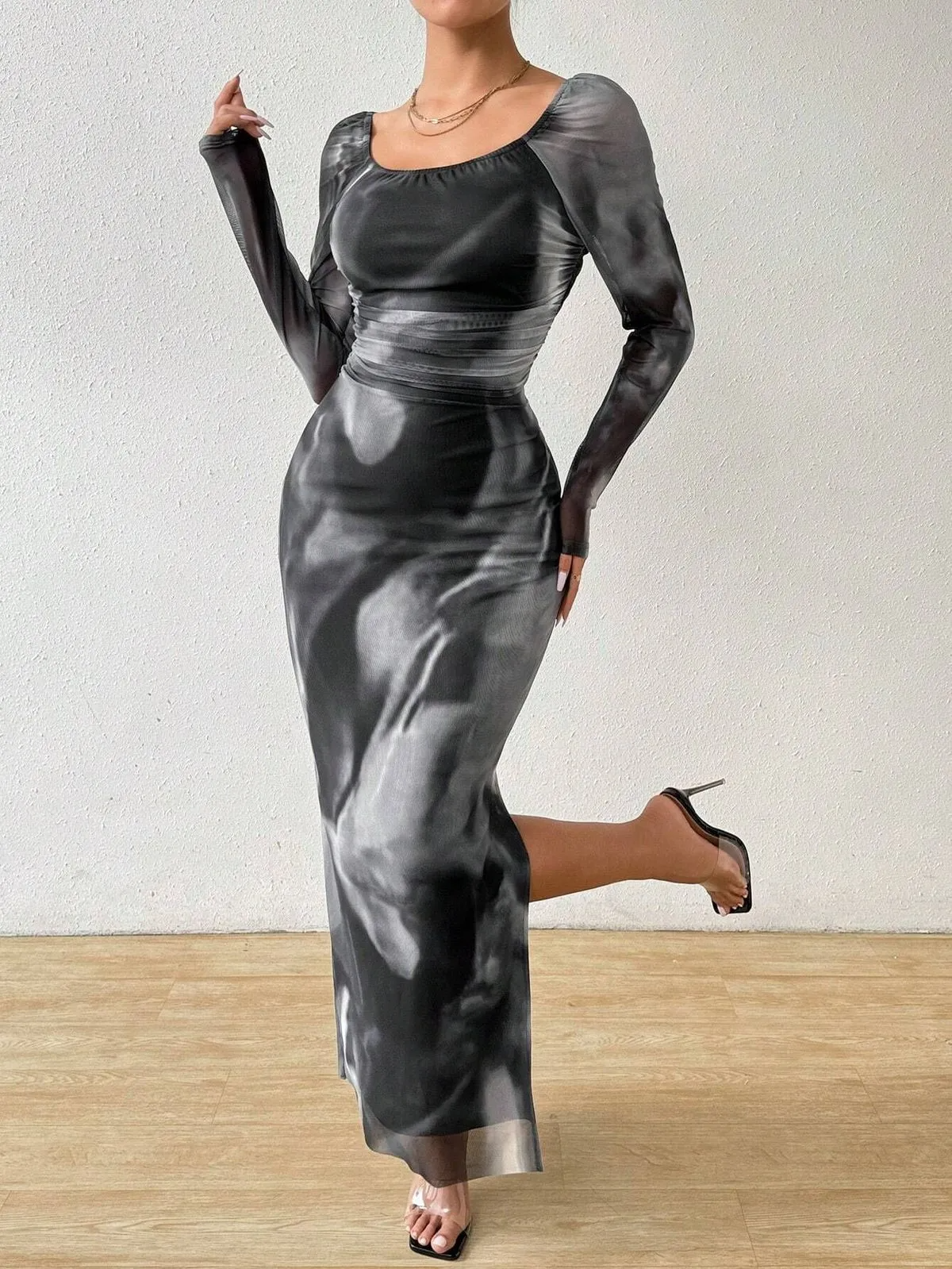 Iris Off-Shoulder Ruched Long Sleeve Maxi Dress maxi dress Castello Clothing Line