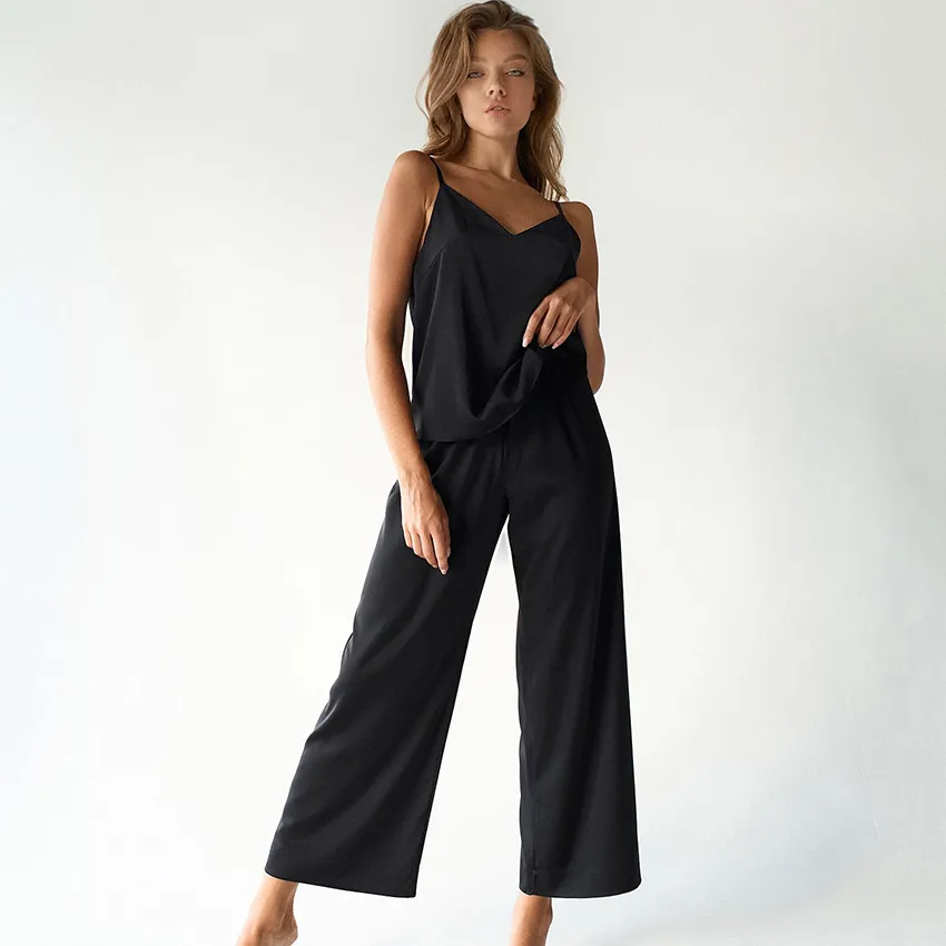 Daisy Dream V-Neck Cami & Wide Leg Lounge Set  Castello Clothing Line   