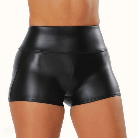 VibeX High-Waisted Faux Leather Booty Shorts  Castello Clothing Line   