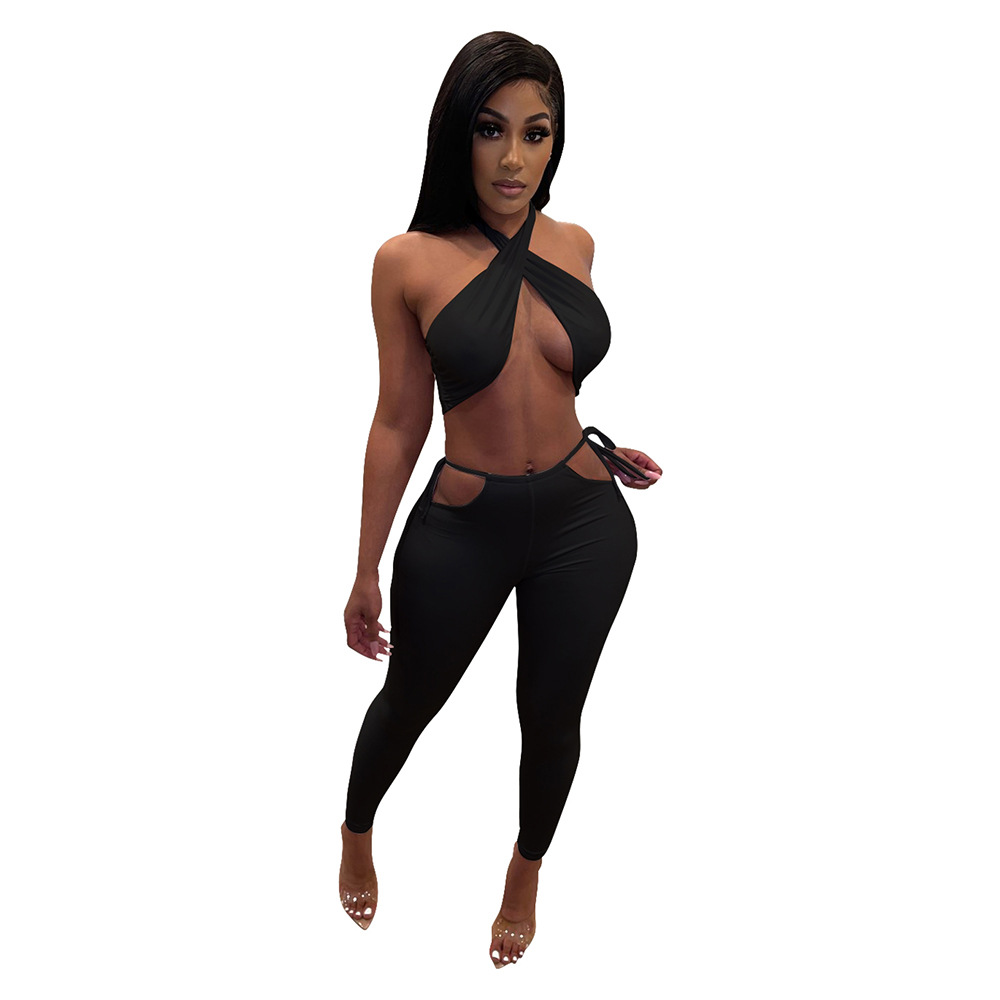 Halter Top & Cut Out Pants Set  Castello Clothing Line   