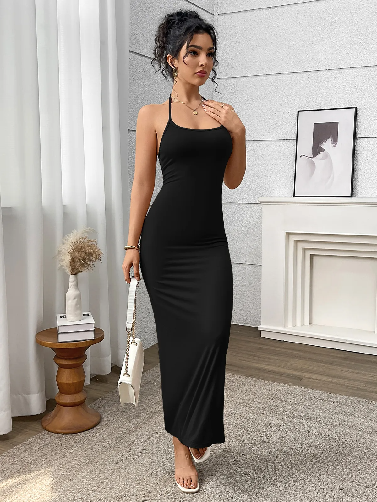 Chloe Bodycon Halter Maxi Dress maxi dress Castello Clothing Line