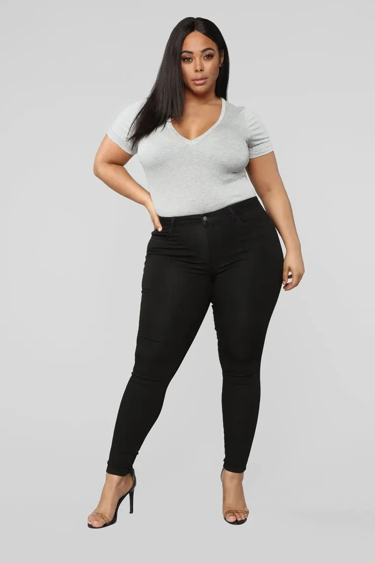 Plus Size High Waist Denim Jeans  Castello Clothing Line   
