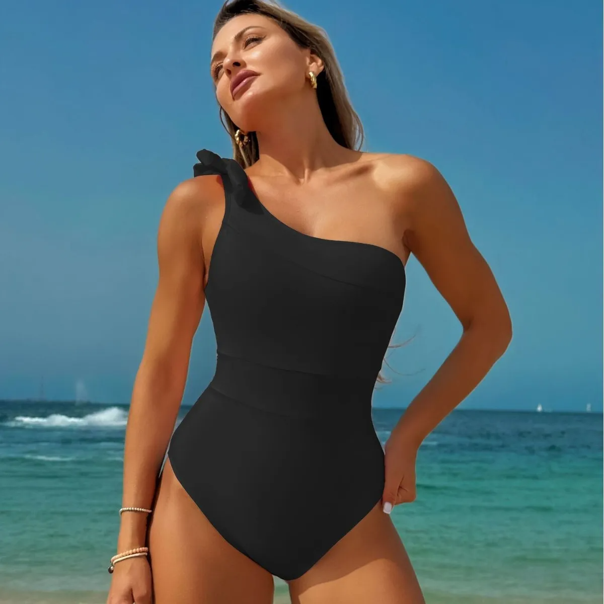 Faelina One-Shoulder Bandage One-Piece Swimsuit Castello Clothing Line