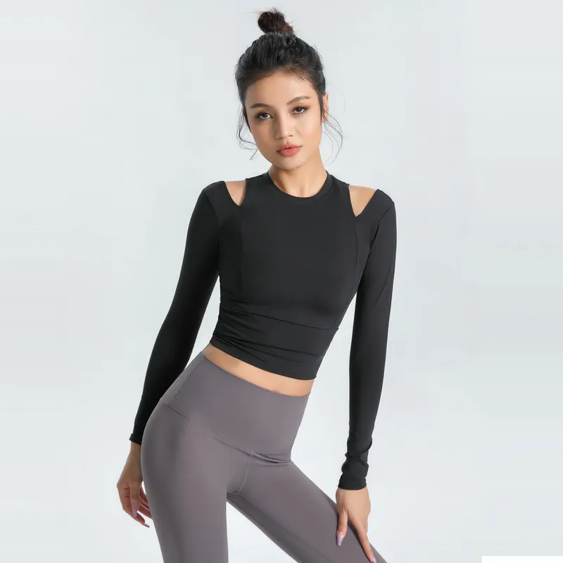 Ada Long Sleeve Cut Out Slim Fit Crop Top workout tops and t-shirts Castello Clothing Line