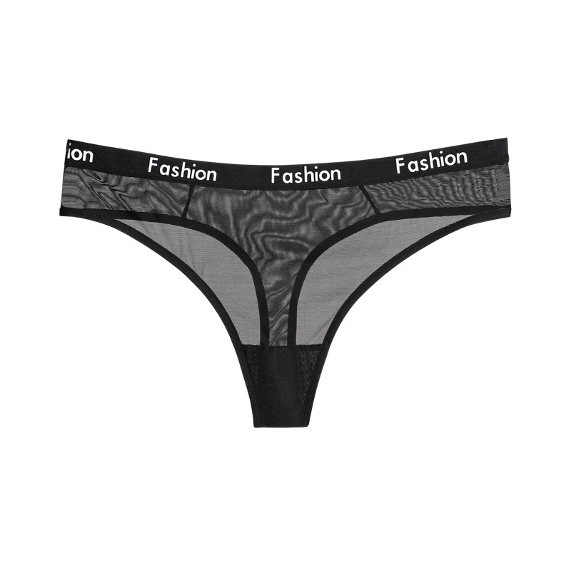 Mesh Letter Print Thong  Castello Clothing Line   