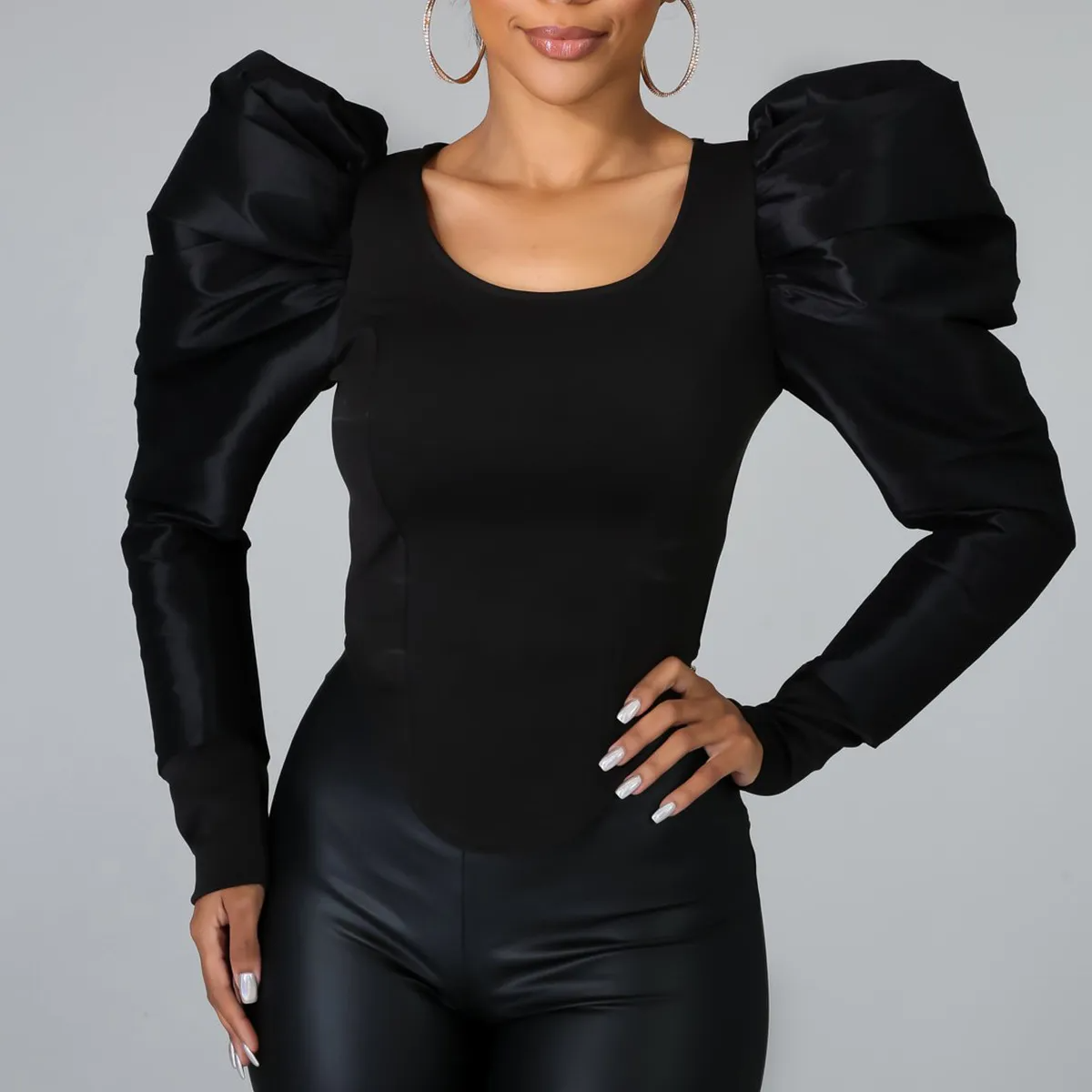 Drama Queen Puff Sleeve Fitted Blouse Castello Clothing Line