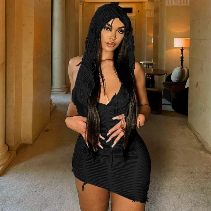 Cressida Hooded Open-Back Sheer Mesh Mini Dress mini dress Castello Clothing Line