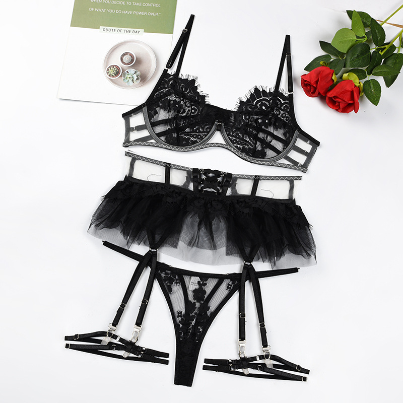 Lace Up Garter Lingerie Set  Castello Clothing Line   