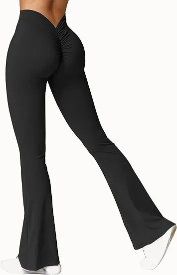 Naughty High-Waist V-Back Scrunch Butt Flare Leggings leggings Castello Clothing Line