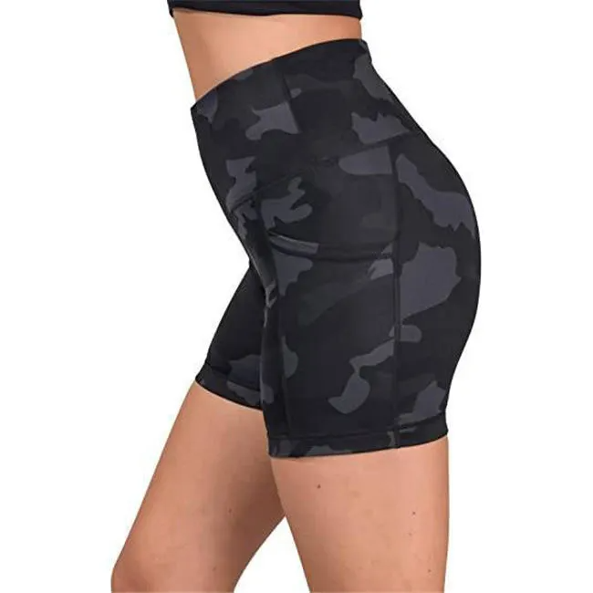Destiny High-Rise Camo Pocket Biker Shorts workout shorts Castello Clothing Line