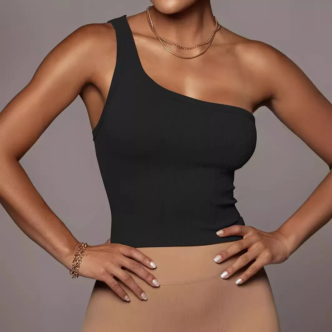 Sassy Asymmetrical Ribbed Tank tank top Castello Clothing Line   