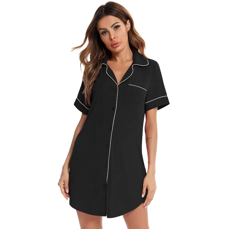 Dreamy Nights Button-Up Loungewear Sleep Shirt  Castello Clothing Line   