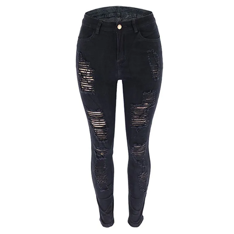 High Waist Ripped Skinny Jeans  Castello Clothing Line   