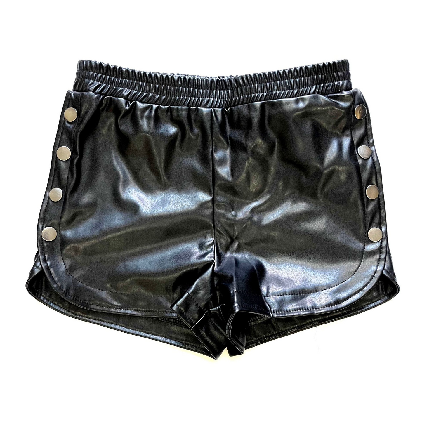 UrbanFlare High Waist Snap Detail Faux Leather Shorts  Castello Clothing Line   