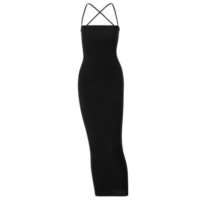 Fiora Spaghetti Strap Lace-Up Ribbed Bodycon Maxi Dress maxi dress Castello Clothing Line