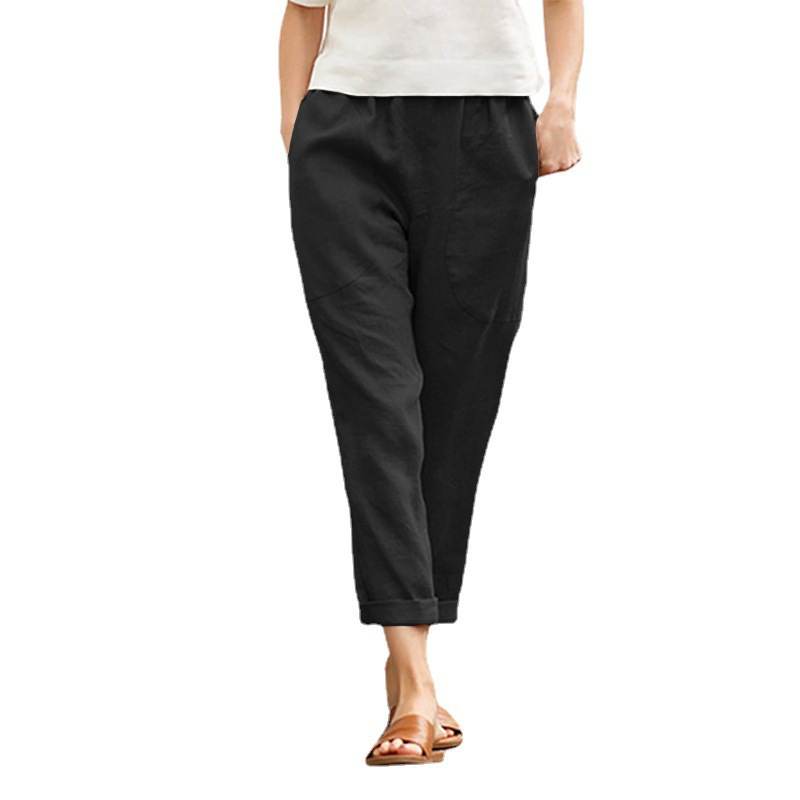 Isabelle High-Waisted Cuffed Tapered Linen Pants Castello Clothing Line
