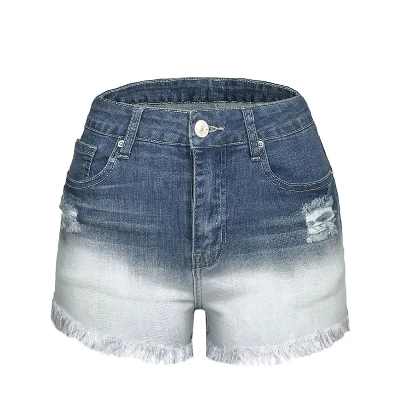 WaveRush High Waist Ombre Distressed Denim Shorts  Castello Clothing Line   