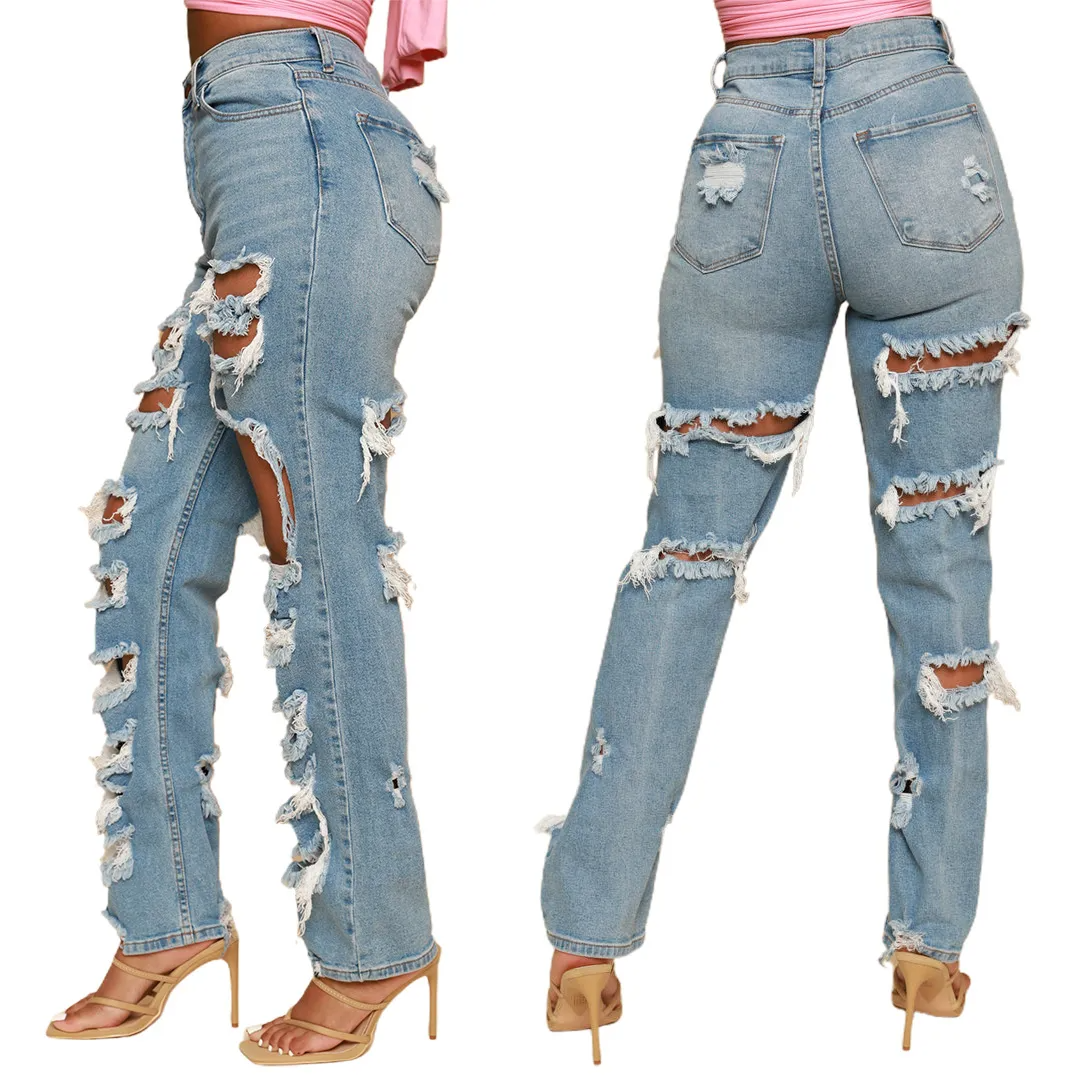 High Waist Ripped Jeans  Castello Clothing Line   