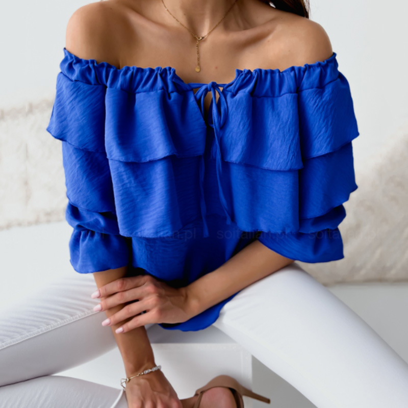 Frill Seeker Ruffle Off-Shoulder Tiered Blouse Castello Clothing Line