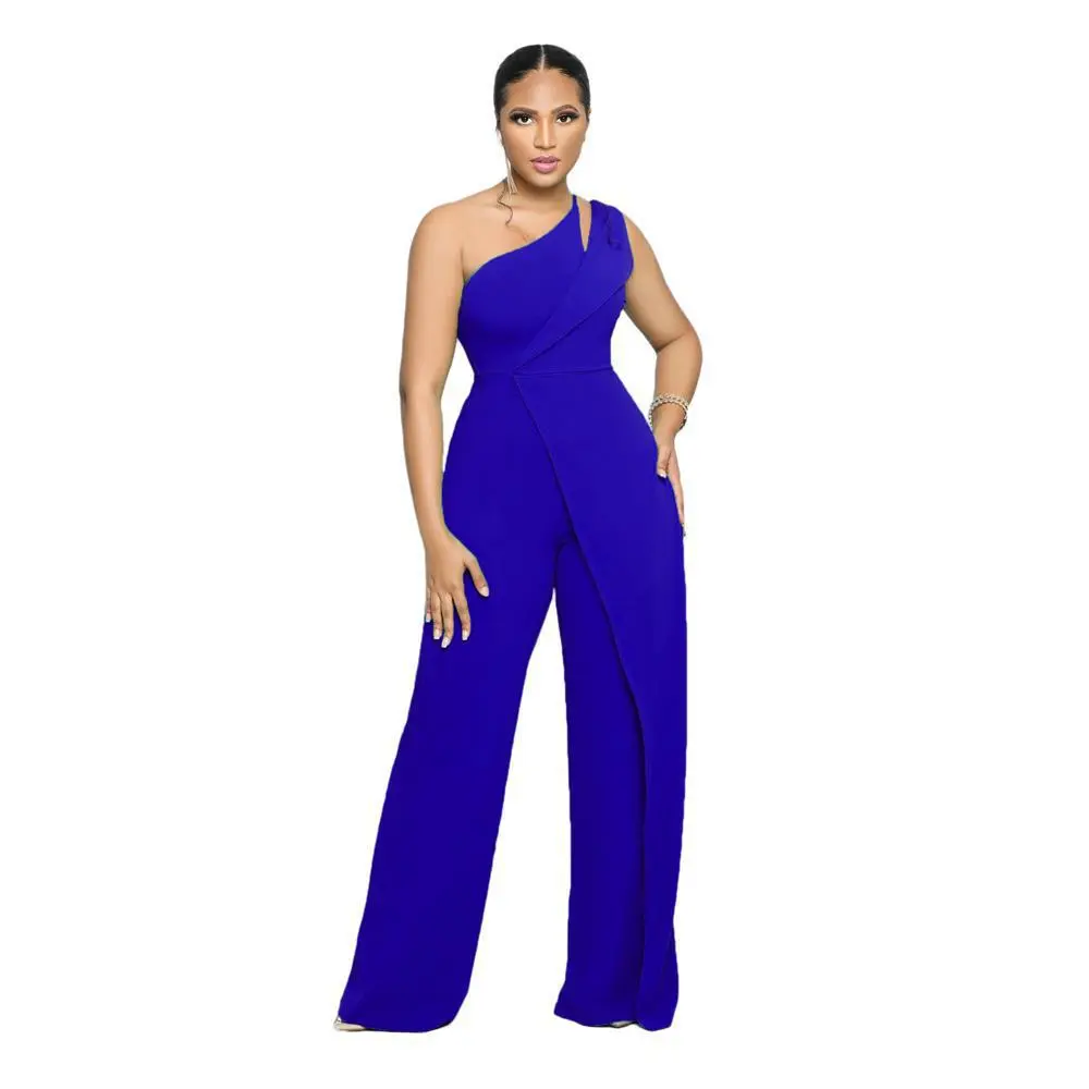 Niam One-Shoulder Draped Wide-Leg Jumpsuit women jumpsuits Castello Clothing Line