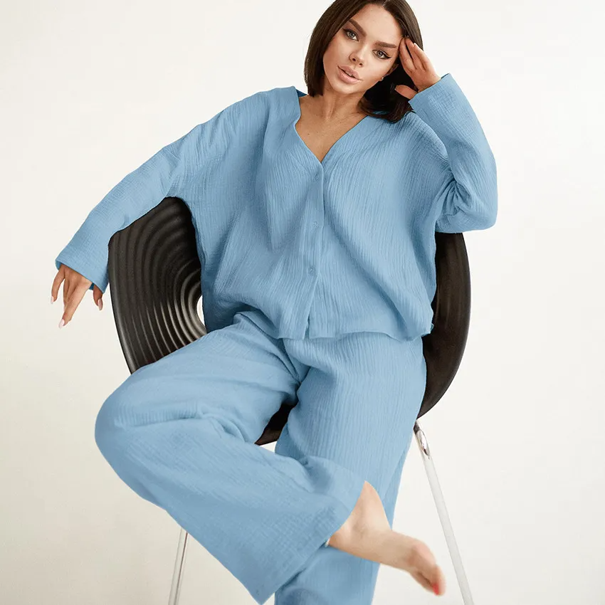 Soft Rhythm Oversized Button-Up Top & Wide Leg Pants Set  Castello Clothing Line   
