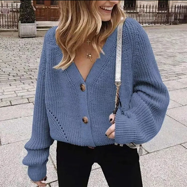 Verge Button-Up Knit V-Neck Cardigan Sweater Castello Clothing Line