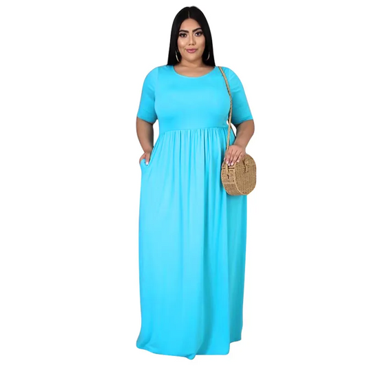 Kallista Plus Size Short Sleeve Empire Waist Maxi Dress maxi dress Castello Clothing Line