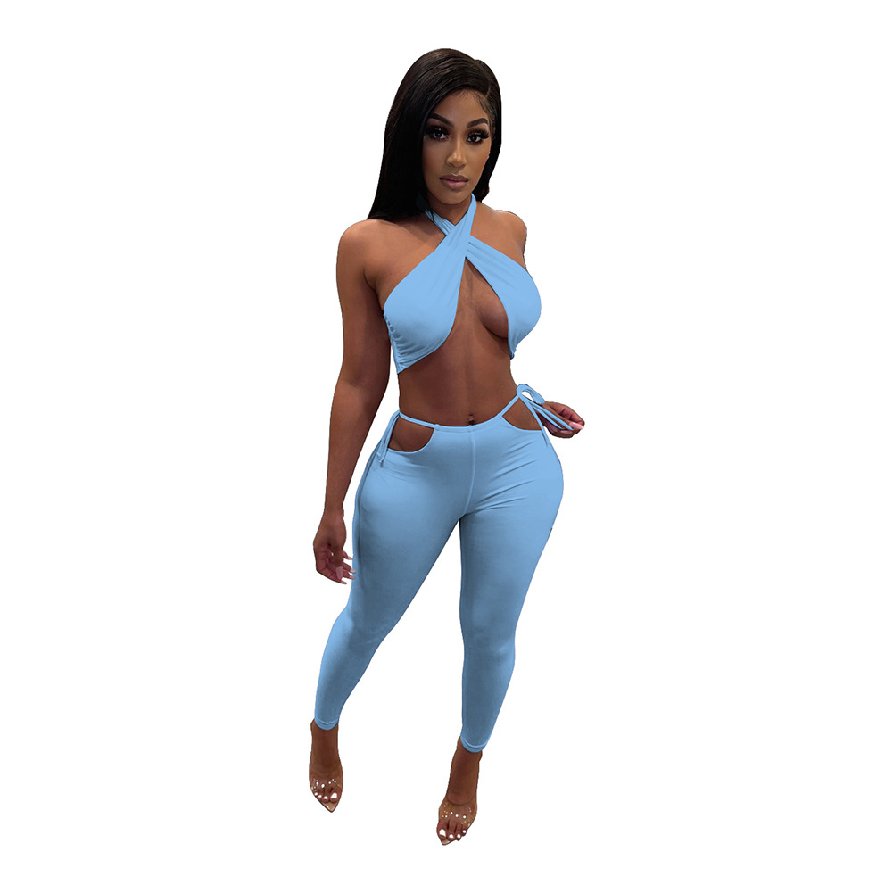 Halter Top & Cut Out Pants Set  Castello Clothing Line   