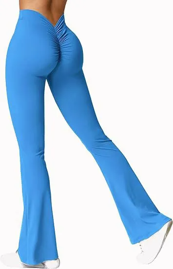 Naughty High-Waist V-Back Scrunch Butt Flare Leggings leggings Castello Clothing Line
