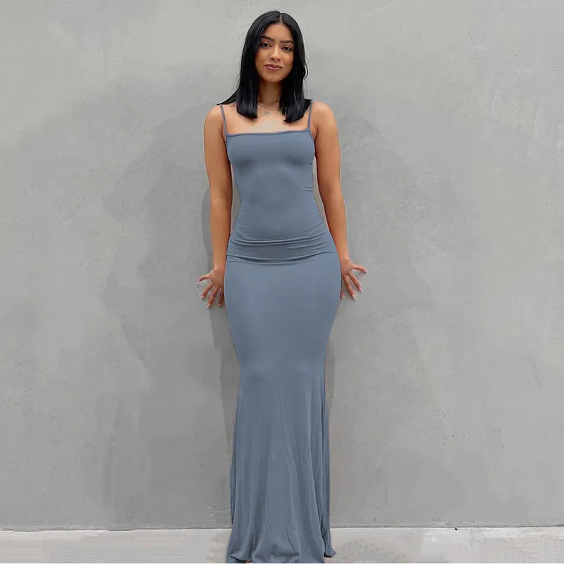 Dahliana Sleeveless Square Neck Fitted Maxi Dress maxi dress Castello Clothing Line