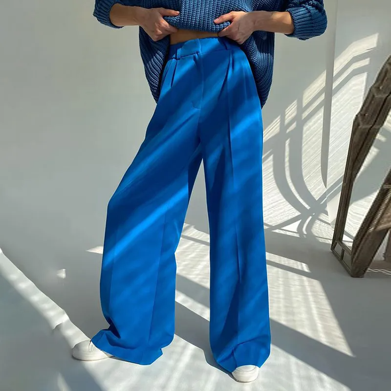 Avenue High-Waisted Wide-Leg Pleated Tailored Pants Castello Clothing Line