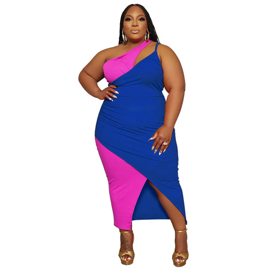 Monica Asymmetric Ruched Double Strap Bodycon Midi Dress midi dress Castello Clothing Line