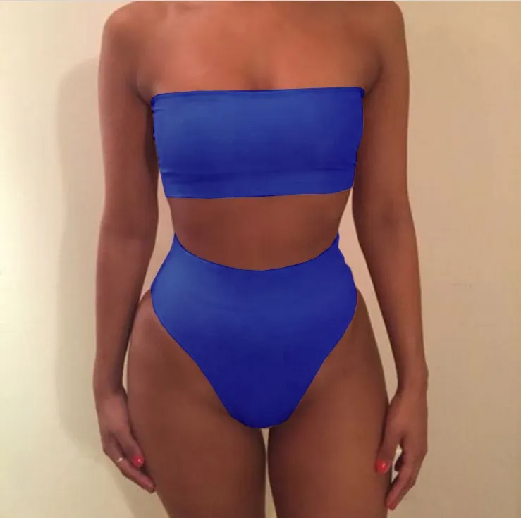 Zerra Strapless Bandeau High Leg Seamless Bikini Set Bikini set Castello Clothing Line