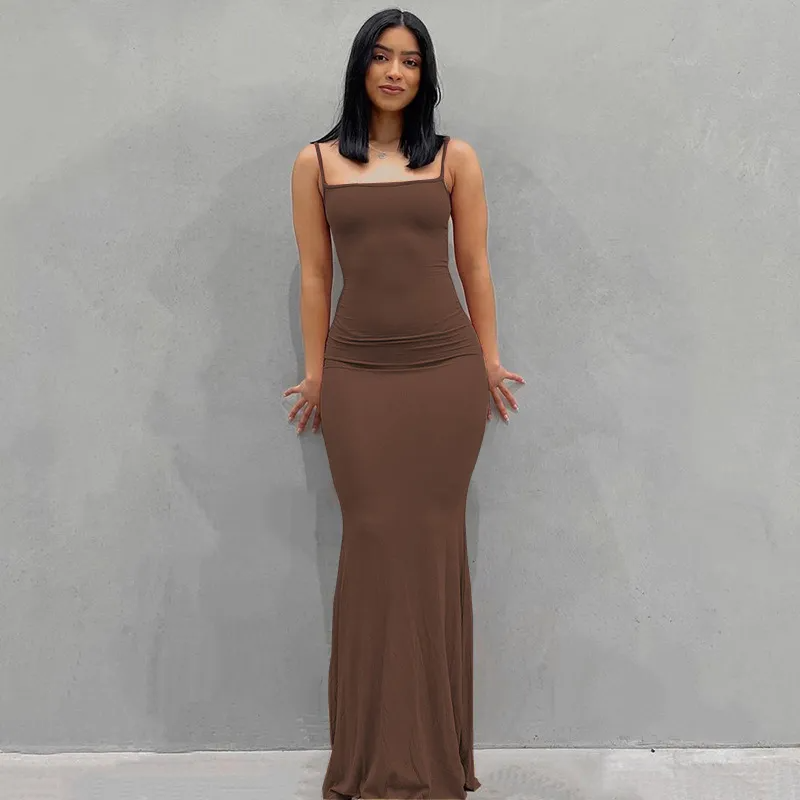 Dahliana Sleeveless Square Neck Fitted Maxi Dress maxi dress Castello Clothing Line