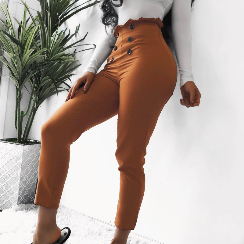 Freya High-Waisted Double-Breasted Tapered Pants Castello Clothing Line