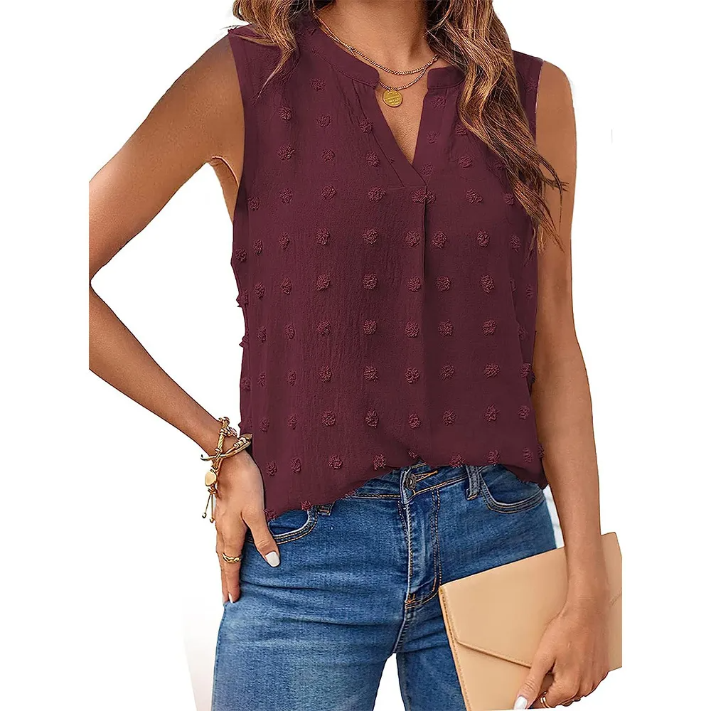 Jackpot SwissDot Sleeveless V-Neck Blouse Castello Clothing Line