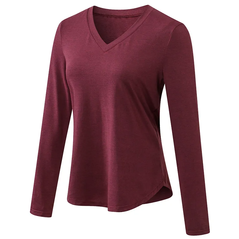 Nell Long Sleeve Lightweight V-Neck Top workout tops and t-shirts Castello Clothing Line