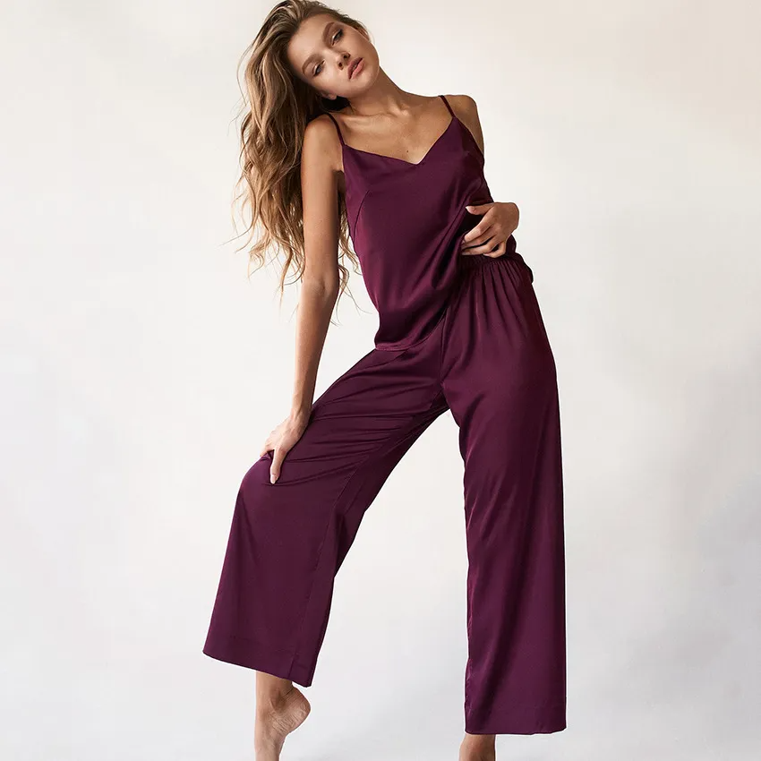 Daisy Dream V-Neck Cami & Wide Leg Lounge Set  Castello Clothing Line   