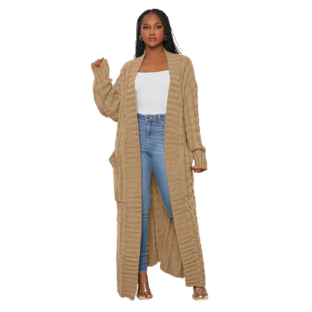 Wander Luxe Cable Knit Longline Cardigan Castello Clothing Line