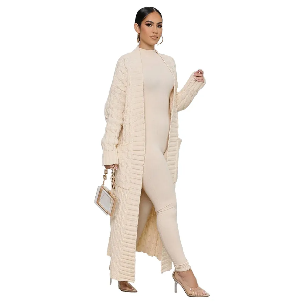Wander Luxe Cable Knit Longline Cardigan Castello Clothing Line