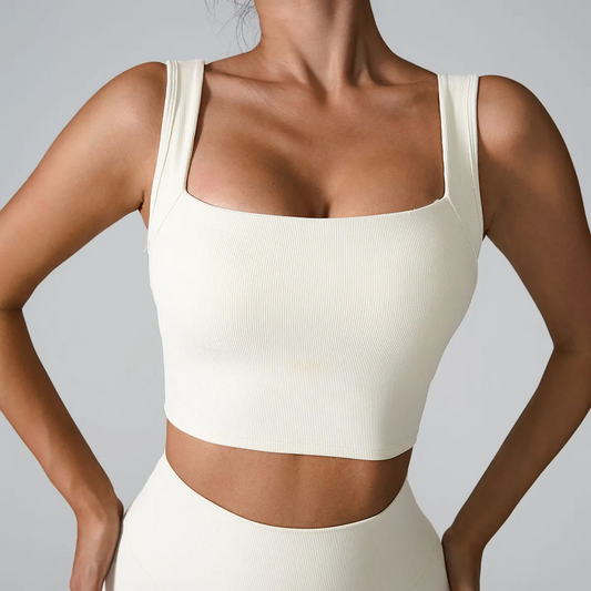 Ribbed Radiance Square-Neck Crop Top  Castello Clothing Line   