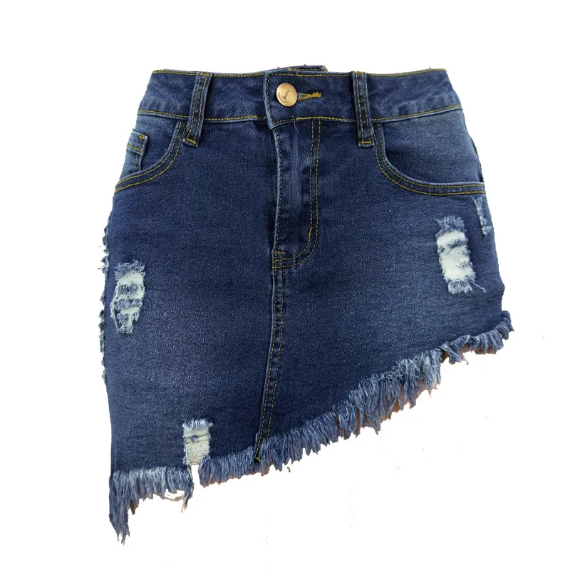 Dangerous Curves Distressed Denim Mini Skirt  Castello Clothing Line   
