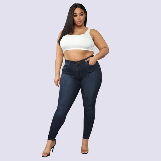 Plus Size High Waist Denim Jeans  Castello Clothing Line   