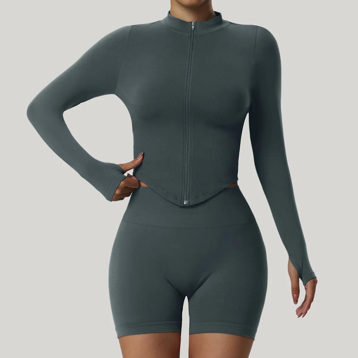 Gala Long Sleeve Zip-Up Contour Top workout tops and t-shirts Castello Clothing Line