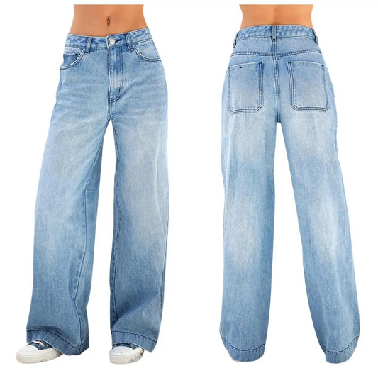 Urban Vibe Wide-Leg High-Waist Jeans  Castello Clothing Line   
