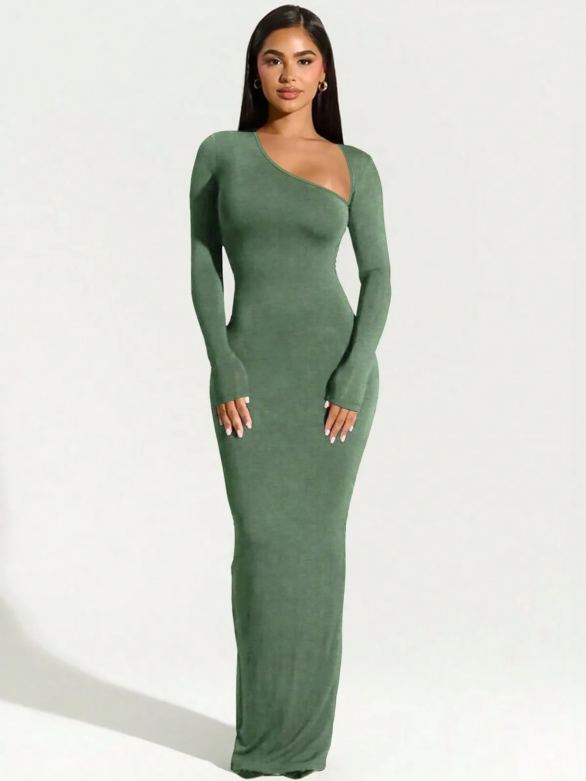 Sirena Asymmetric Cutout Bodycon Maxi Dress maxi dress Castello Clothing Line